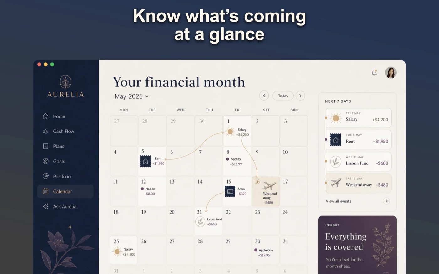 Aurelia calendar app store screen