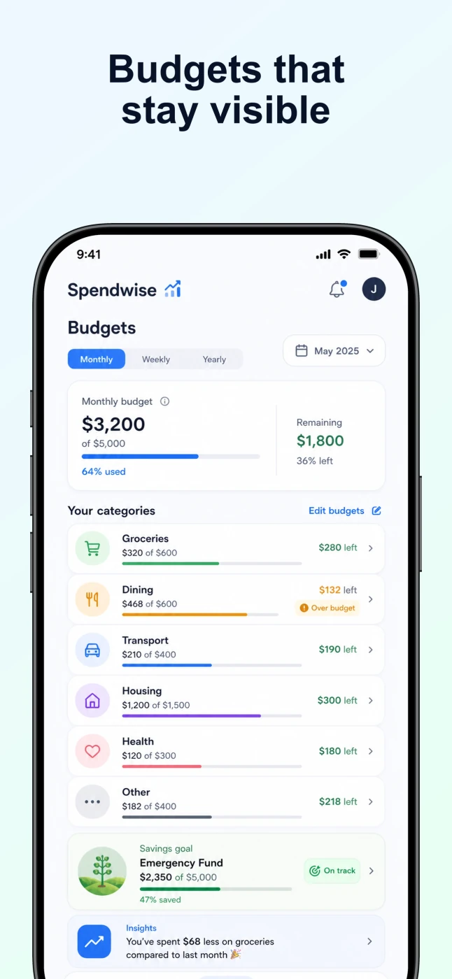 Spendwise budgets app store screen