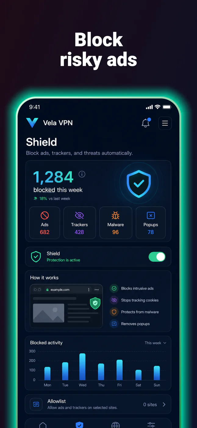 Vela privacy app store screen